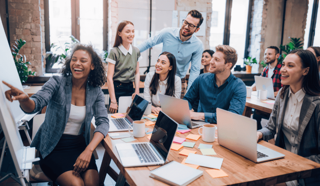 group of employees sitting together