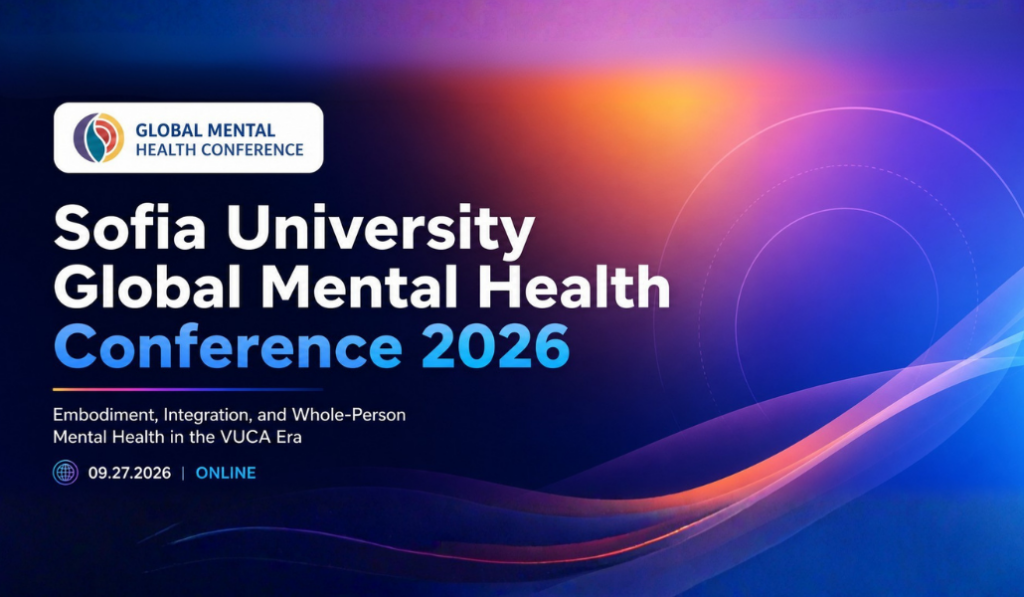 Sofia University Global Mental Health Conference 2026 promotional banner with theme and date.